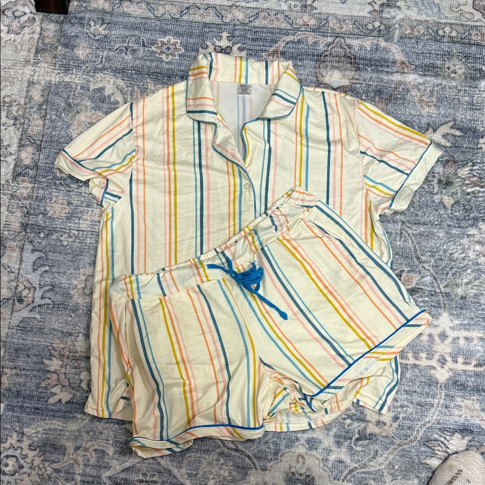 Striped Adult Pajama Set - Multicolor